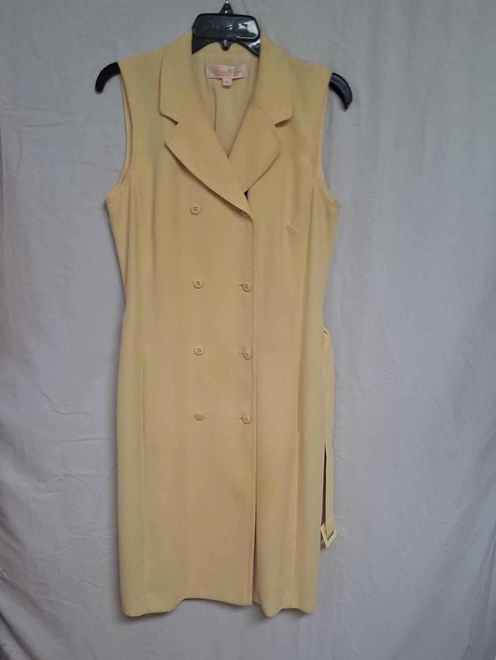 Vtg Brooks Brothers Yellow Sleeveless Double Breasted Trench Dress Size 8 USA
